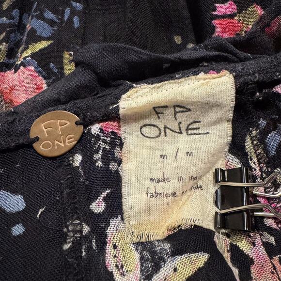 Free People Jumpsuit Floral Boho Whimsigoth Cottage Fairy Grunge Black Medium - Picture 2 of 10